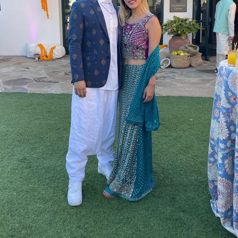 Beaded lehenga choli and matching dupatta